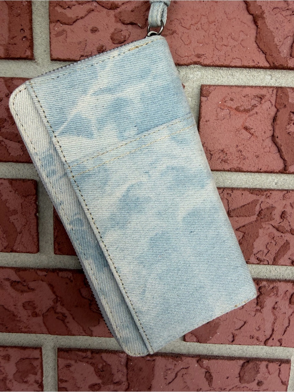 Light Wash Denim Wristlet Wallet